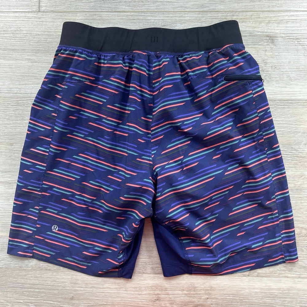 Lululemon Mens Medium T.H.E. Shorts Liner Drawstring Waist Athleisure Stripe - Picture 5 of 12